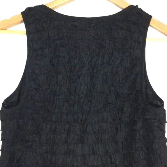 Free People Patra Black Ruffled Shift Mini Slip Dress Sleeveless Stretch Size XS - Picture 6 of 10